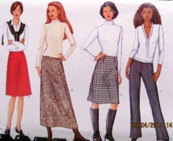 3220 BUTTERICK EZ CONTOUR A-SKIRT LENGTHS, BOOT PANTS  PATTERN 8-12, 20-24 CHOICE